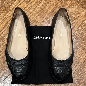 CHANEL Black Patent Leather Loafers